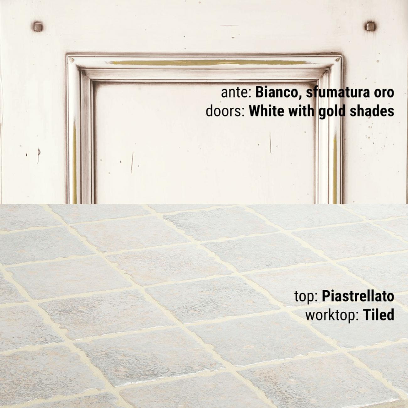 Cucine Borgo Antico - Beatrice - Composizione Laccato bianco, sfumatura oro
