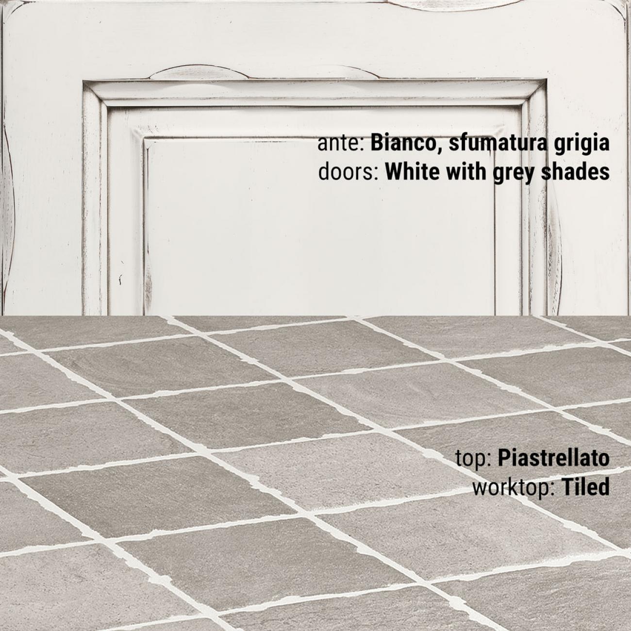 Cucine Borgo Antico - Onelia - Composizione Laccato bianco, sfumatura grigia

