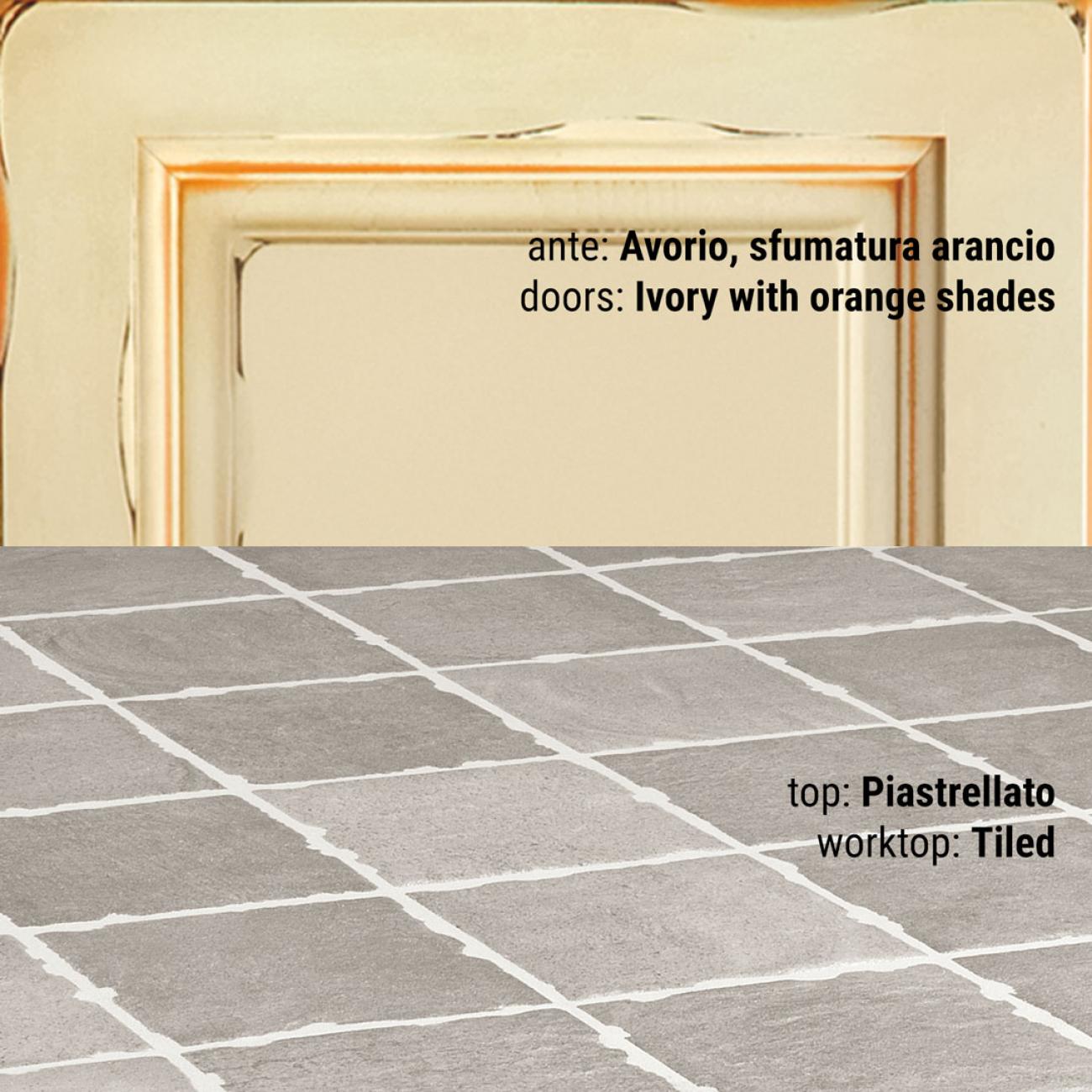 Cucine Borgo Antico - Onelia - Composizione Laccato avorio, sfumatura arancio
