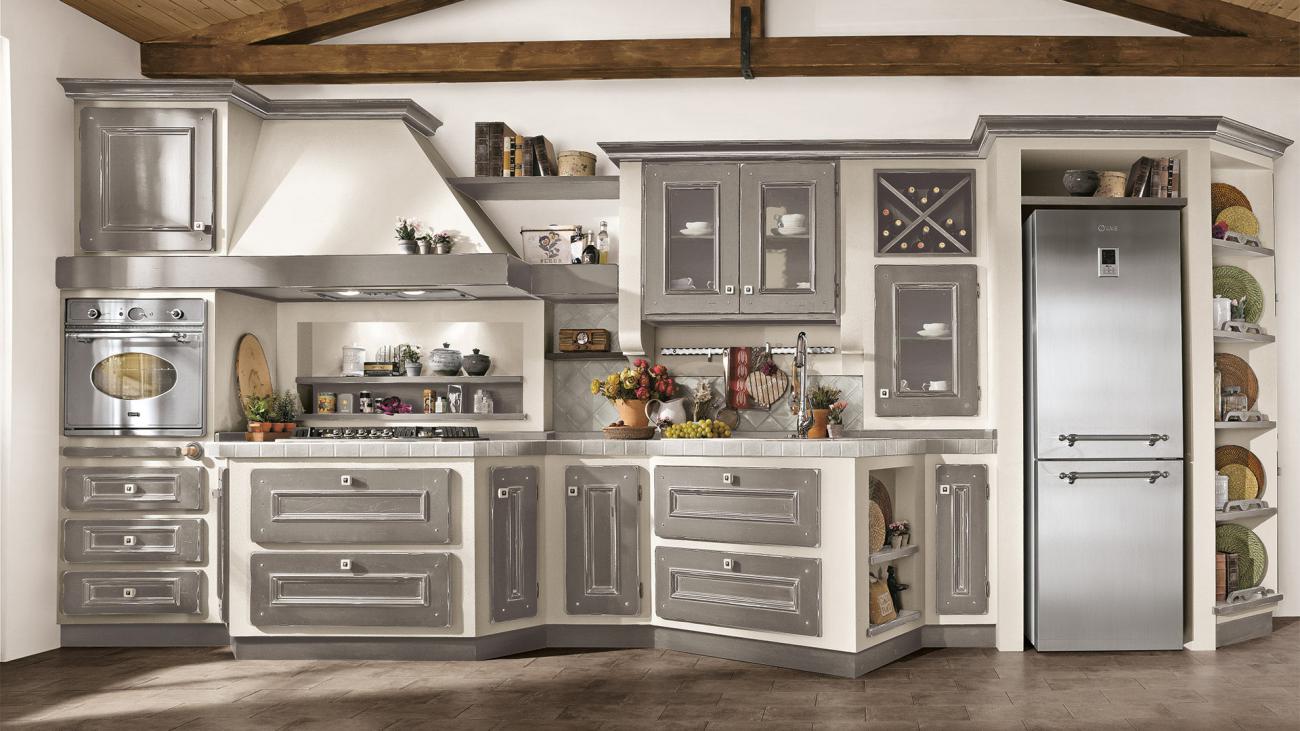 Cucine Borgo Antico - Beatrice - Composizione Laccato argilla, sfumatura avorio
