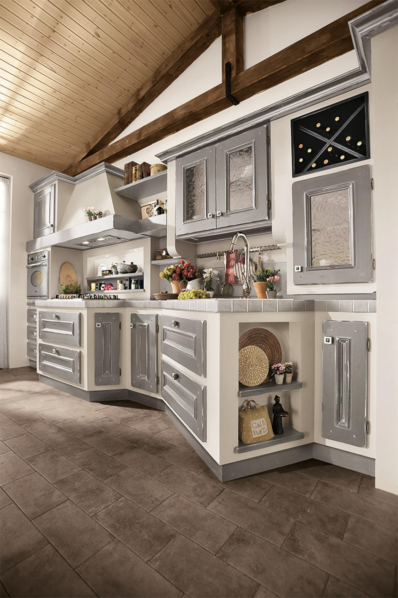 Cucine Borgo Antico - Beatrice - Composizione Laccato argilla, sfumatura avorio
