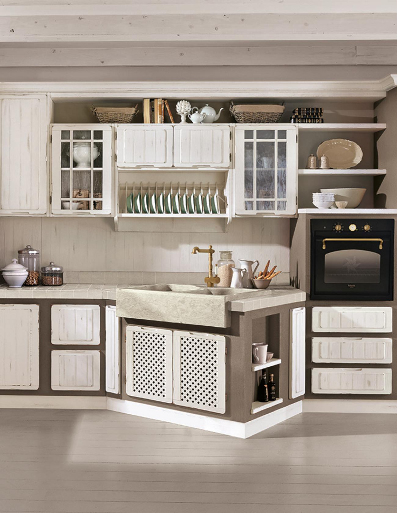Cucine Borgo Antico - Elena - Composizione Bianco shabby
