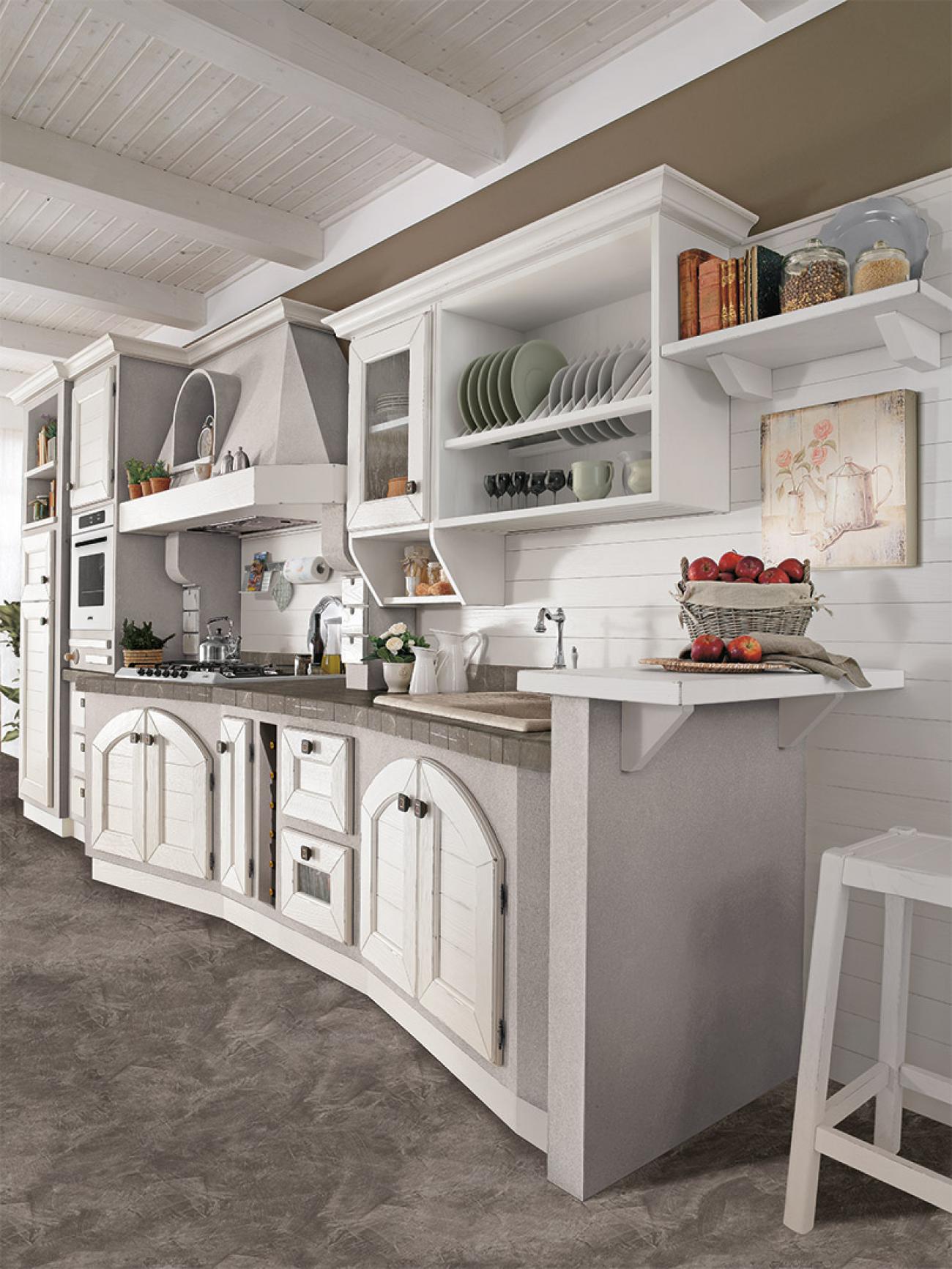 Cucine Borgo Antico - Luisa - Composizione Bianco rustico
