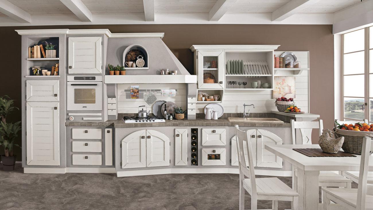 Cucine Borgo Antico - Luisa - Composizione Bianco rustico
