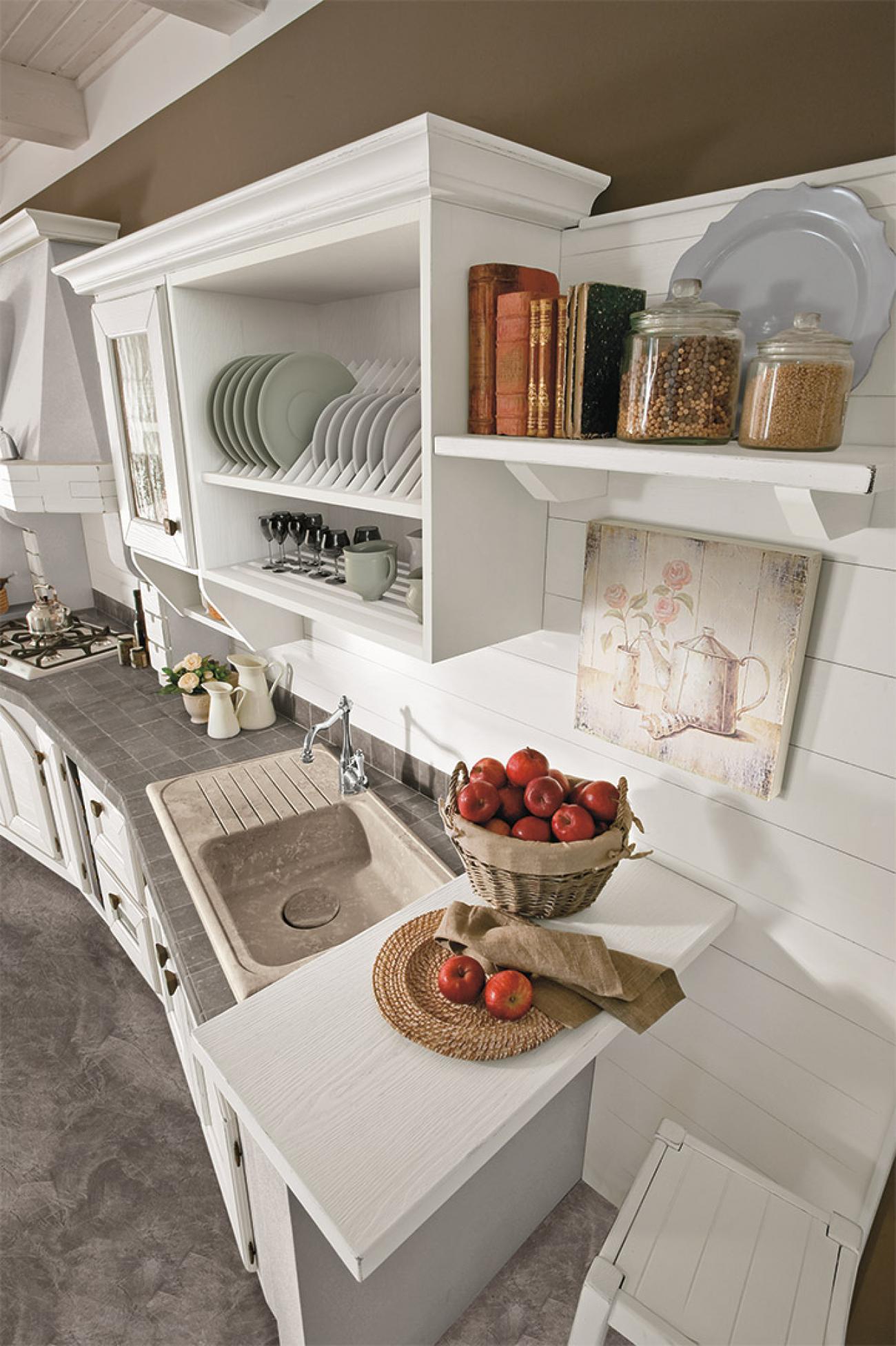 Cucine Borgo Antico - Luisa - Composizione Bianco rustico
