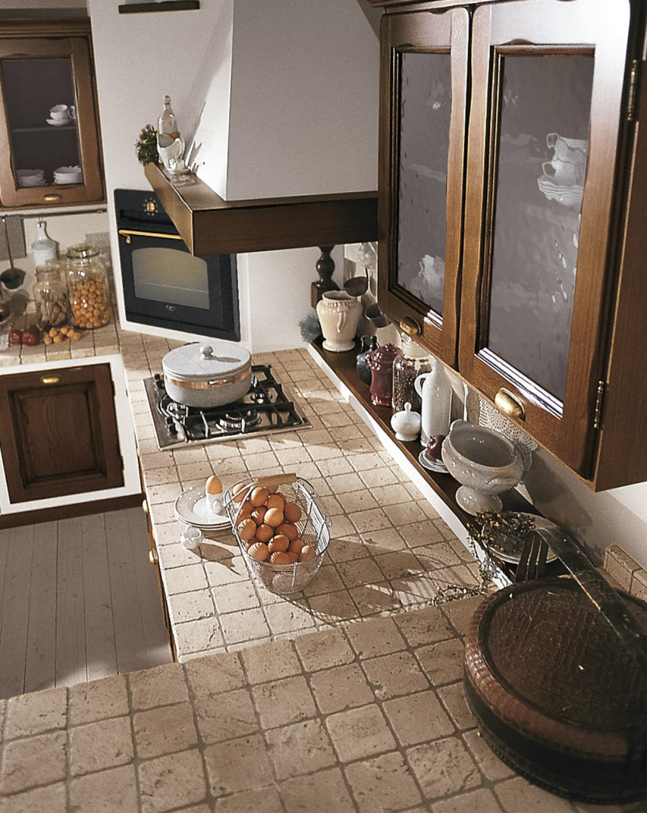 Cucine Borgo Antico - Onelia - Composizione Frassino tinto noce
